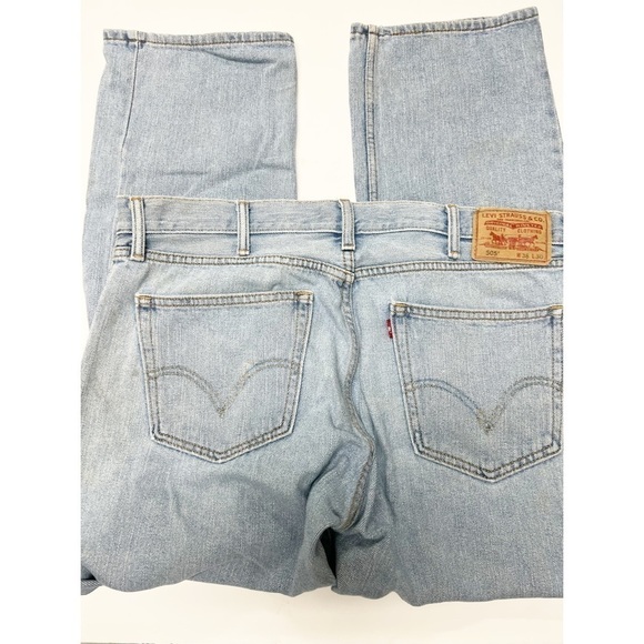 Levis Mens Vintage 505 Light Wash Straight Fit Distressed Jeans Size 38 X 30 - Picture 3 of 10